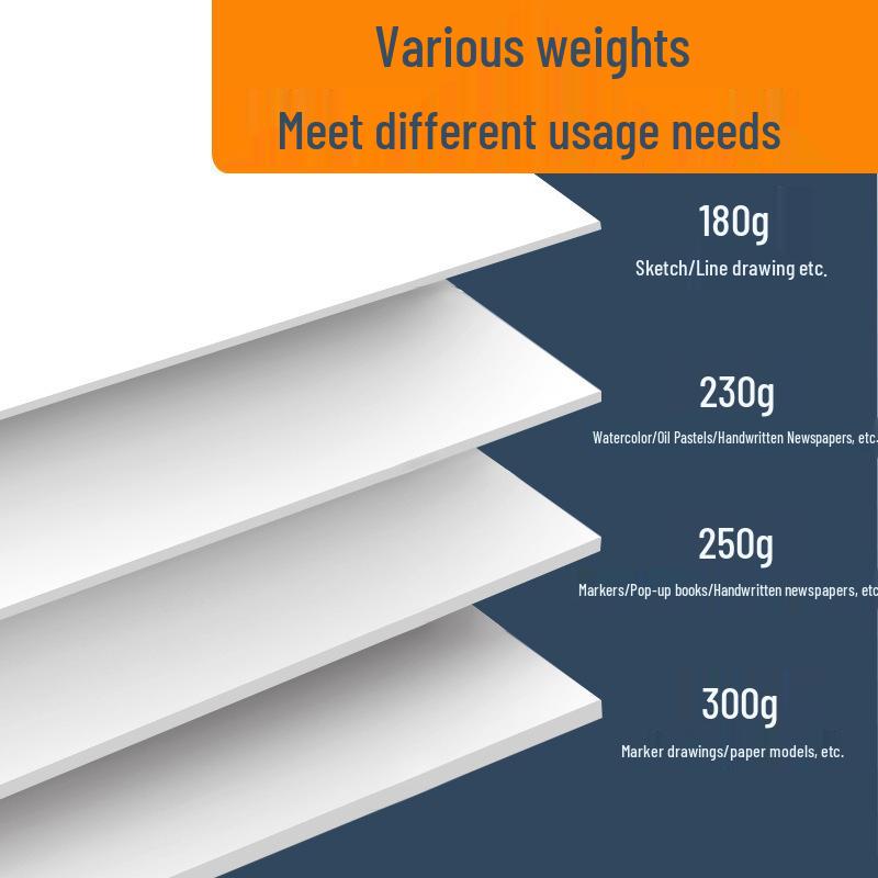 A3 Dutch White Oil Pastel & Marker Drawing Paper - 4K/8K Square Sheets for Art & Hand-Copied Newspapers