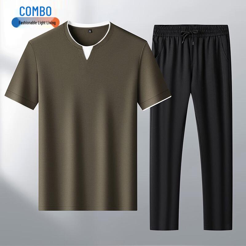 Kangbo Men s Cotton-Linen Cool-Touch Short Sleeve Set XL