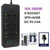 2500w3000w Universal Strip Power 2m Extension Cord Socket 346 Way Uk Plug Fast Charging Power Board