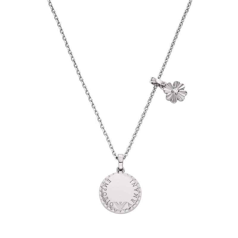 Emporio Armani Lucky Four Leaf Clover Light Luxury Wishing Versatile Necklace Women s Silver Silver F basic packaging-brand original box серебряный