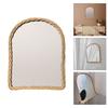 Rattan Wall Mirror with Wooden Framed Farmhouses Arched Wood Mirror for Modern Decorative Bathroom Living Room Entryway