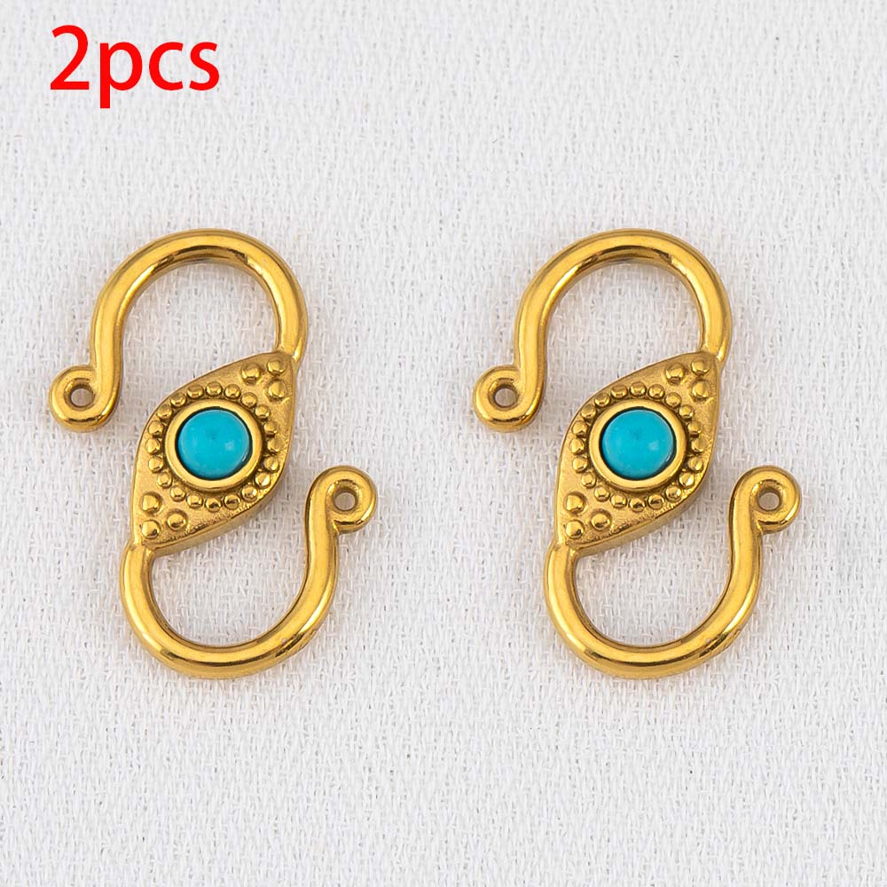 2pcs 6pcs Stainless Steel Natural Stone S Shape Hook Clasps Connectors Jewelry Makings Findings DIY Eye Clasp Jewelry Components