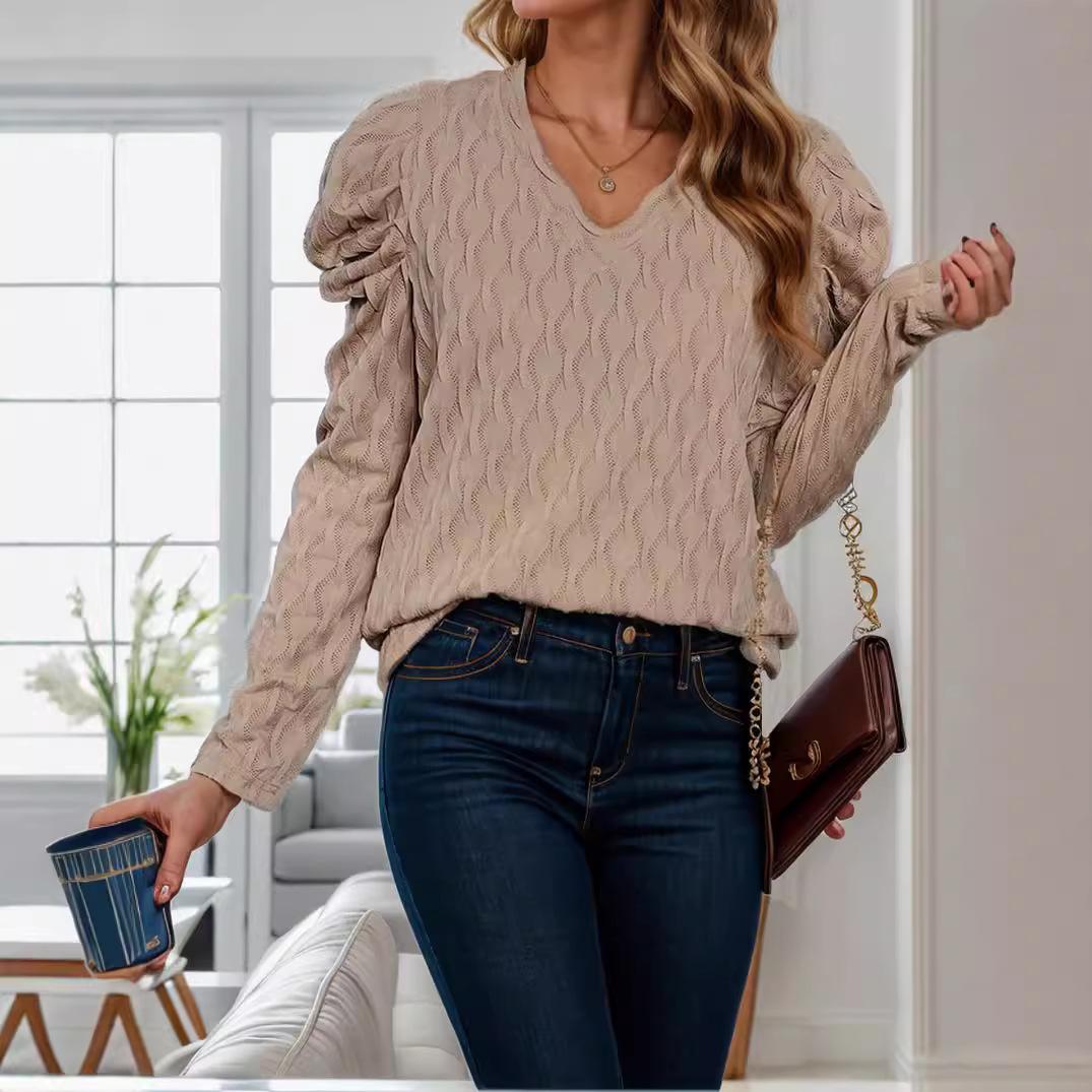 

Girls Simple, Fashionable and Versatile Solid Color Jacquard Top 3XL хакі