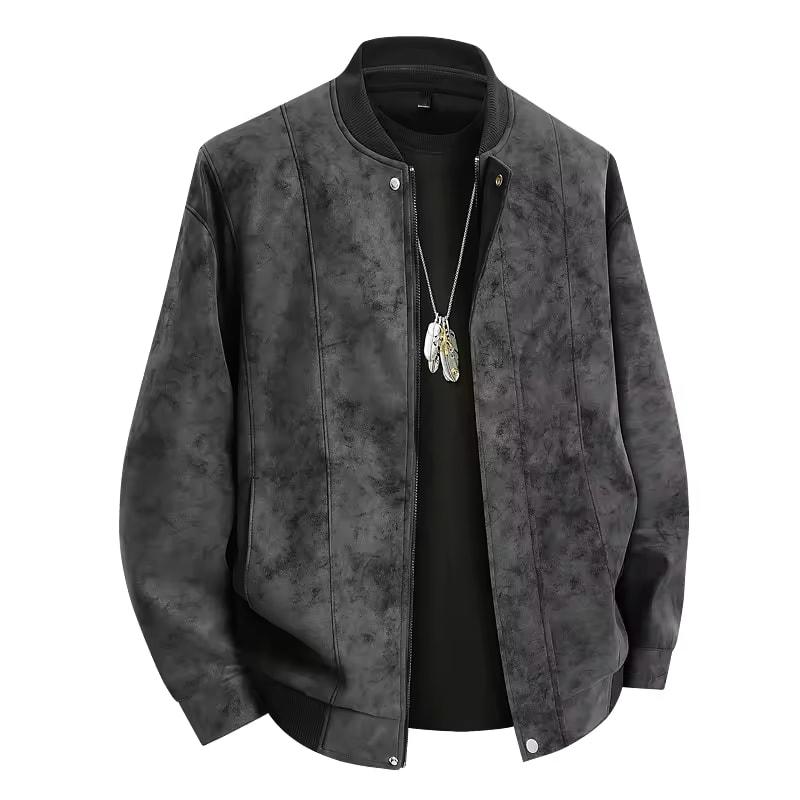 

Leather Jacket Men Suede Coats Spring Windbreaker Oversized 6XL 7XL 8XL Plus Size Street Moto Autumn Brand Waterproof Softshell M чорний
