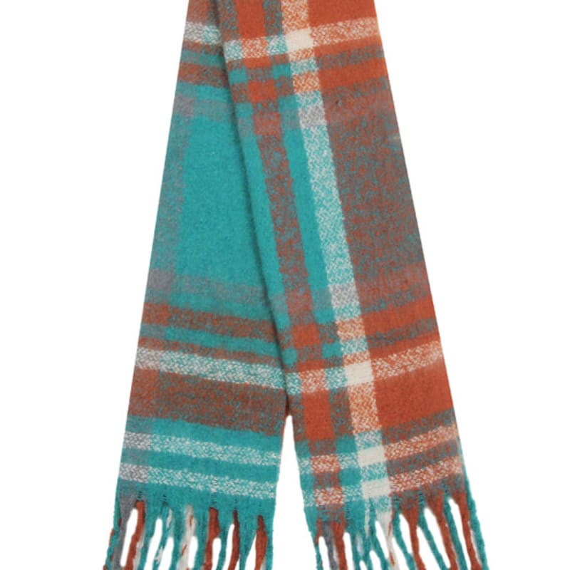 GRAVER [BAG&ACC] Heart Smile Embroidered Bold Check Muffler_Emerald