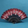 Chinese Style Silk Fabric Fan Folding Fan Wedding Fan Art Gifts Dance Hand Fan Vintage Folding Flower Fan Ancient Hanfu Fan
