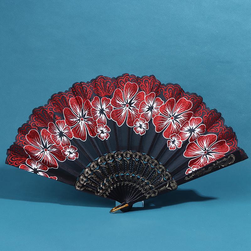 Chinese Style Silk Fabric Fan Folding Fan Wedding Fan Art Gifts Dance Hand Fan Vintage Folding Flower Fan Ancient Hanfu Fan