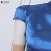 ZANZEA Women Elegant V-Neck Casual Short Sleeve Satin Dress