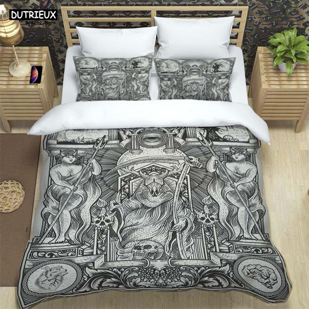 Medieval Dark Retro Digital Print Polyester Bedding Sets Boys Bed Linen Set For Teens, Queen Bedding set Bed Comforter Set