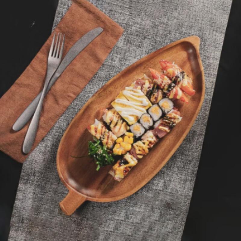 HA Acacia Wood Leaf Serving Tray