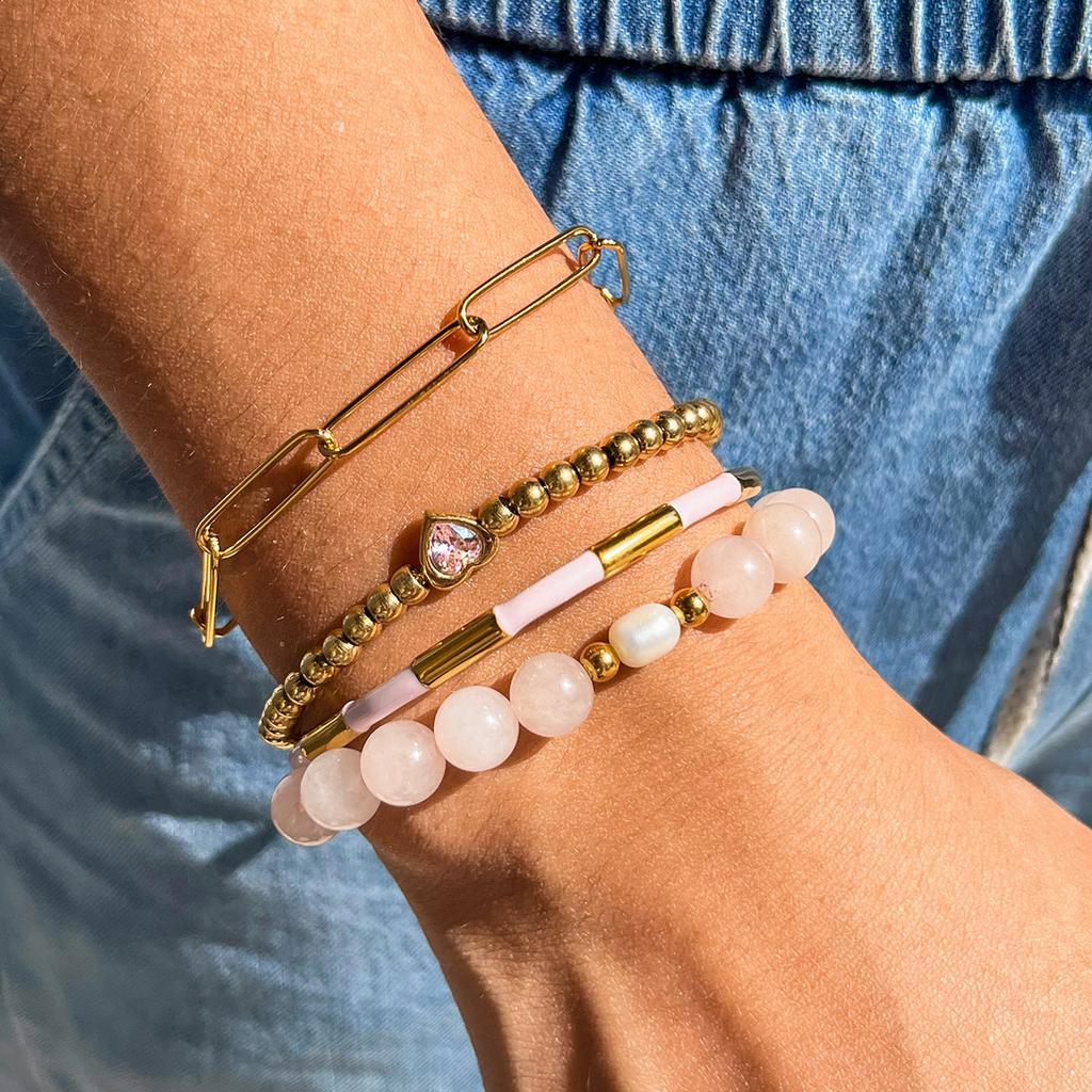 European and American Stainless Steel Bracelet, Amethyst Pearl Bracelet, Jewelry, Non-fading Titanium Steel