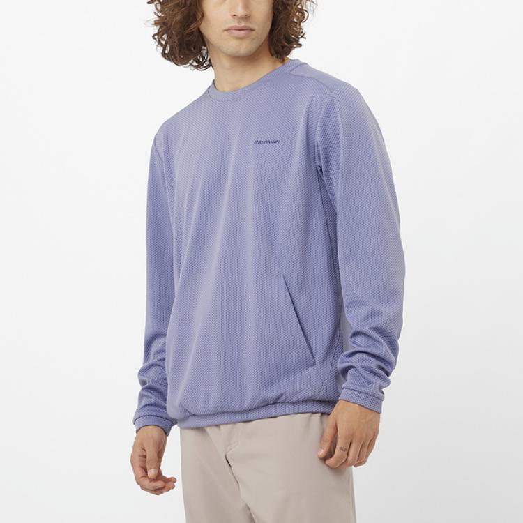 SALOMON Motomesh Crewneck Outdoor Warm Breathable Long Sleeve Sweatshirt Men Tops Granite C24465