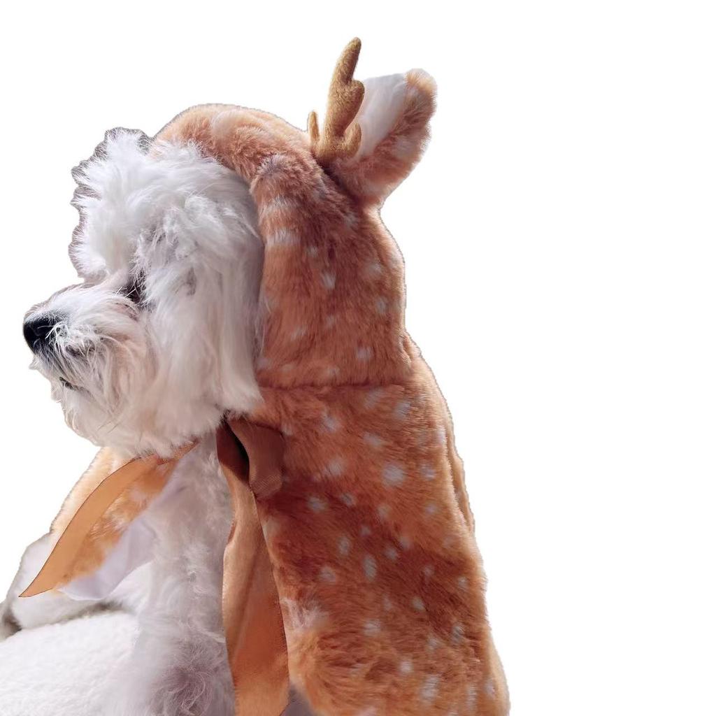 Reindeer Cloak Costume Set for Pets – Warm Christmas Cape with Hat for Dogs & Cats