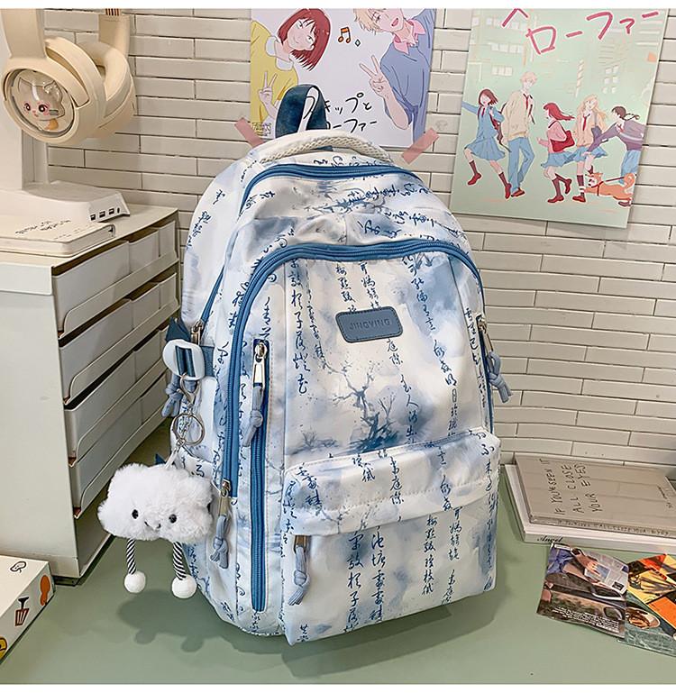 Art Backpack Student With Ink And Wash Print Designs For Teens Daily School Use