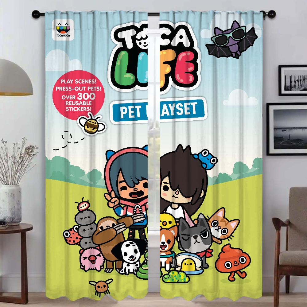 

Tocas Life World Partition Window Curtain for Room 2 Panel Home Interior Curtains Halloween Decoration Shades Tulle for Bedroom W50xH70cmx2pcs-CL