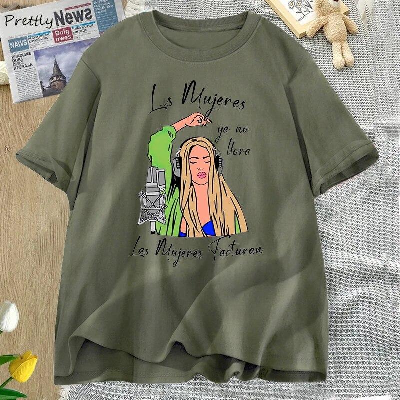 Shakira Las Mujeres Ya No Lloran T Shirt for Women Cotton Black Karol G Tshirt Shakira Song Women Don't Cry Tee Shirt Streetwear Unisex
