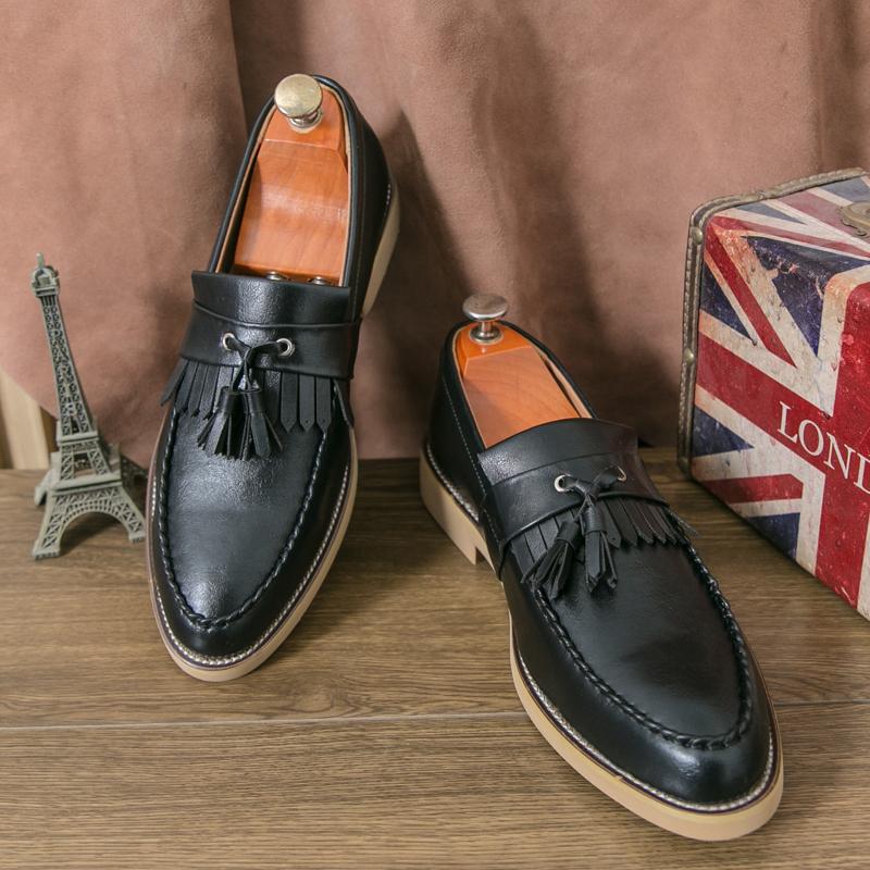 

Модные туфли с кисточками из натуральной кожи для мужчин, классические лоферы, свадебная деловая обувь для выпускного вечера 38