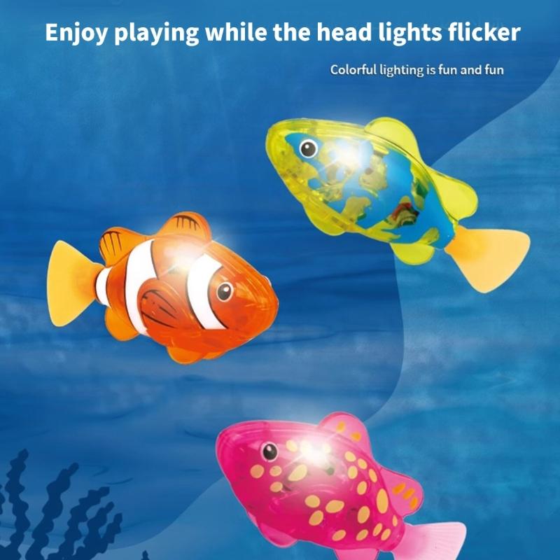 4PCS Electric Motion Sensing Floating Fish Toy Glowing Water Activated Bath Time Swimming Toy Childrens Gifts
