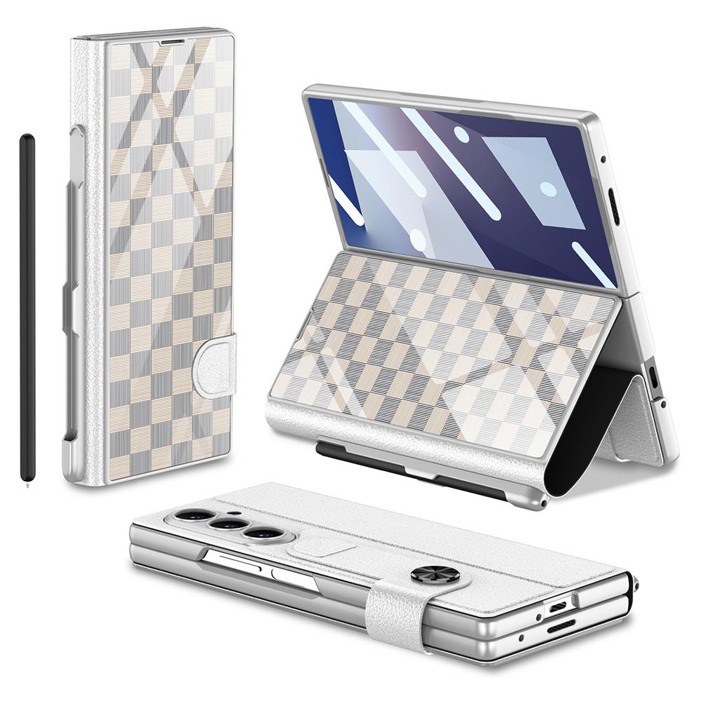 GKK For Samsung Galaxy Z Fold7 5G Case with Pencil Slot Hard PC+PU+Tempered Glass Phone Cover