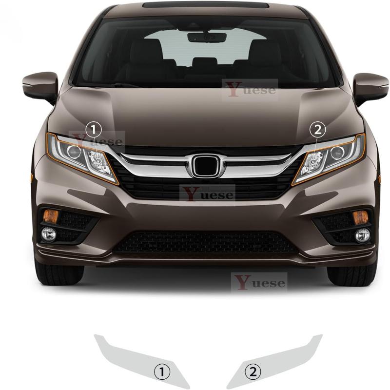 For Honda Odyssey 2018- 2 Pcs Car Headlight Protective Film Transparent Smoked Black TPU Sticker