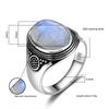 Vintage 925 Silver Ring Natural Moonstone Ring 10*14mm Oval Large Stone Retro Silver Fine Jewelry Gift For Women Men