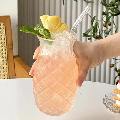 Pineapple Shaped Creative Glass Mug Transparent Tea Coffee Cups Juice Glasses Beer Cocktail Glass Water Drink Bottle Drinkware