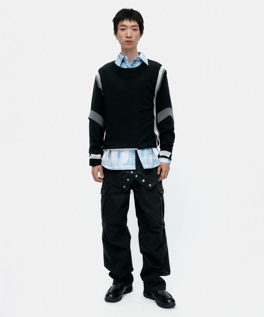 ADSB ANDERSSON BELL Layered Crewneck Sweater Atb1334M(Black)