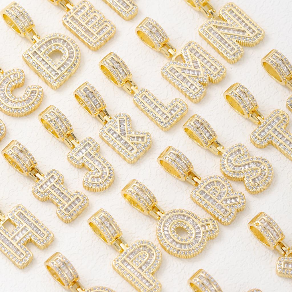 2025 New Initial Letter Necklace Women Men Cubic Zirconia Initial Pendant Necklace Rope Chain English A-Z Letter  Gift