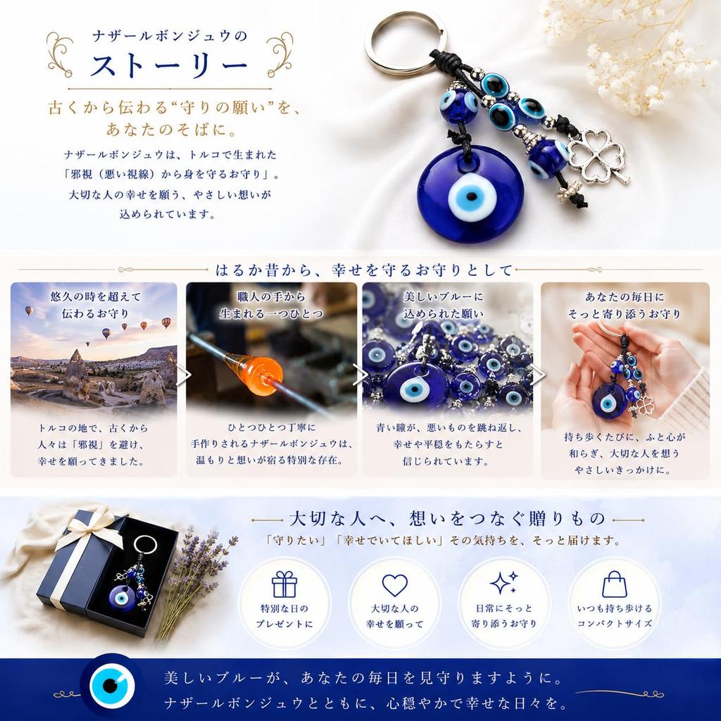 Nazar Boncuk Evil Eye Amulet Turkish Keychain Wall Hanging [Holomua Hiro]