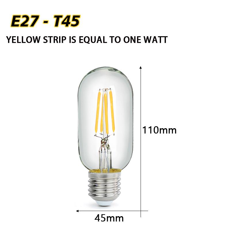 Bombiilas Filament LED Light Bulb Candle Light Glass Bulb Lampara LED Lamp Lighting Bedroom Warm Light E27 220V 240V ST64 A60 T45 G45 G80 G95