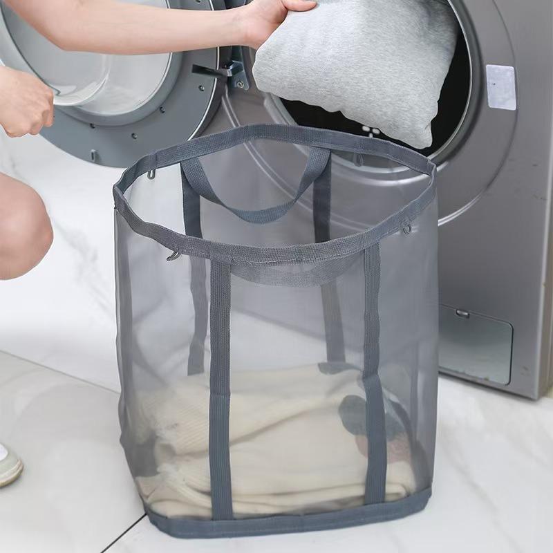 Household Dirty Clothes Basket Laundry Basket Dirty Clothes Bin Net Curtain Bathroom Foldable Dirty Clothes and Clothes Wall-mounted Bathroom
