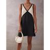 2026 New Women's Summer V-neck Color-Block Loose Sleeveless Tank Top Mini Dress