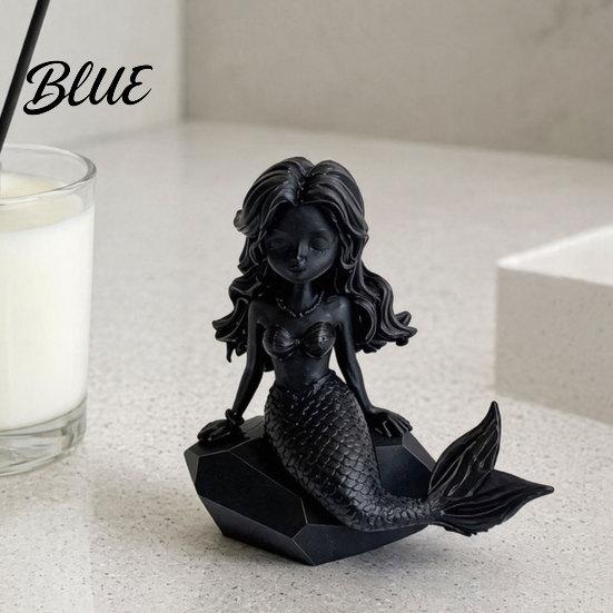 Durable 3D Printed Figurine with Action Dark Figure Decor Mermaid Gothic Style Matte Black Finish Movable Joints Moisture-proof Ornament
