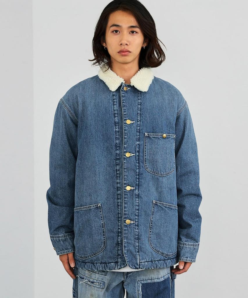 Lee DUNGAREES Lightly Used Wash Denim Jacket with Boa Coverall Men's