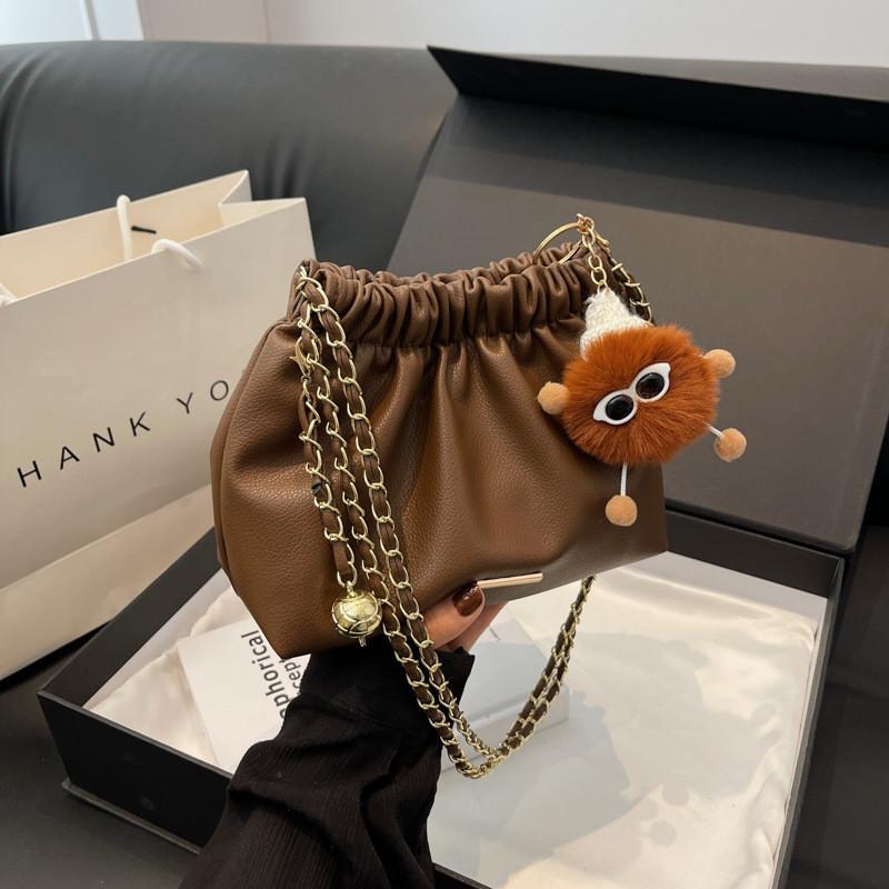 Trendy Solid Color Shoulder Bag 2023 New Winter Bag Women Casual Crossbody Chain Fashion Bucket Bag