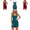 Women Casual Sexy Suspenders V Collar Color Dress With Slim Sheath Silhouette