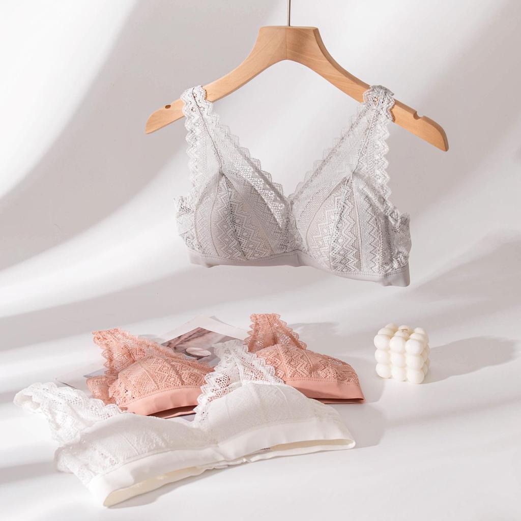 Eleganter Dreiecks-BH aus Maulbeerseide mit Spitze - Bequem, verstellbar, Lingerie im französischen Stil für Damen