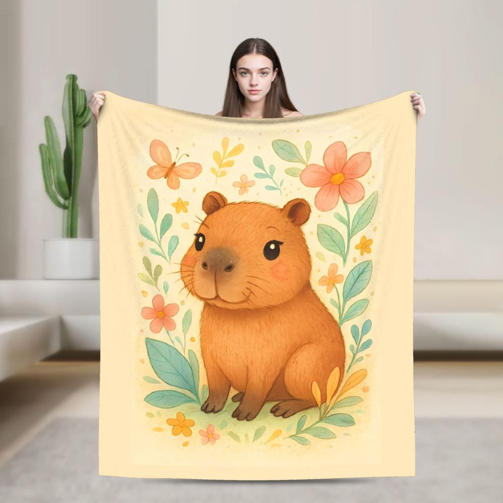 Capybara Blanket Quality Soft Warm  Bedding Throws Winter Girls Boys Couch Chair Sofa Bed Print Bedspread