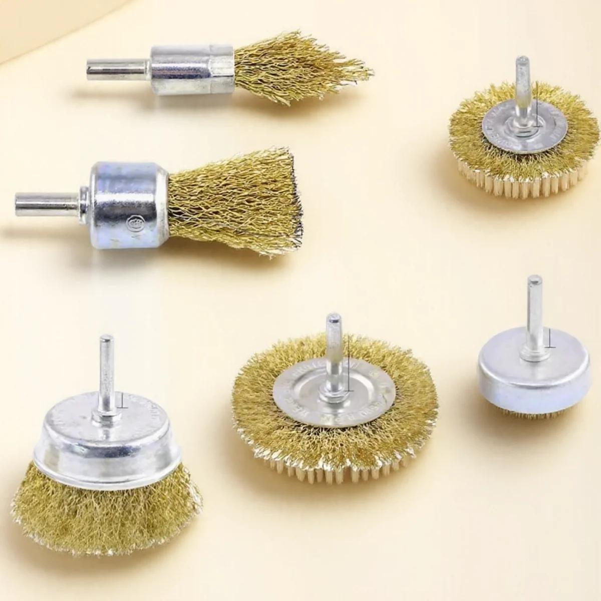 

6Pcs Wire Brush Wheel Cup Brush Set Coarse Crimped Drill Attachment 10 Pack 1/4 Inch Shank Wire Wheel for Cleaning Tools