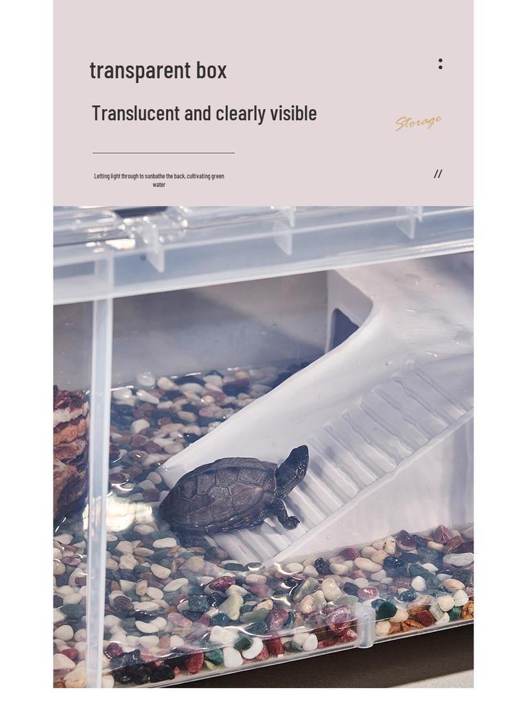 Large Turtle Tank with Lid and Drainage, Filtration, and Landscaping Features - Plastic Ecological Box Aquarium