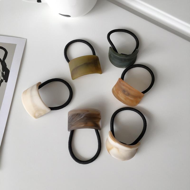 Duowei Jewelry Style Simple Matte Wood Grain Girl Ponytail Hair Band Geometric Arc High Elastic Female Headrope