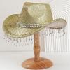 Shimmering Rhinestones Fringed Hat for Women Men Musical Festival Fedoras Hat with Large Glittering Powder for Parties