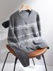 Women's Cashmere Retro Jacquard Cardigan: Loose Fit, Round Neck, Long Sleeve Sweater for Autumn/Winter.