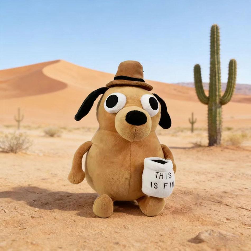 1/10pcs This Is Fine Meme Coffee Dog Plush Toy Soft Stuffed Doll Stuffed Plush Animals Kids Toy Gift for Children Boy Birthday