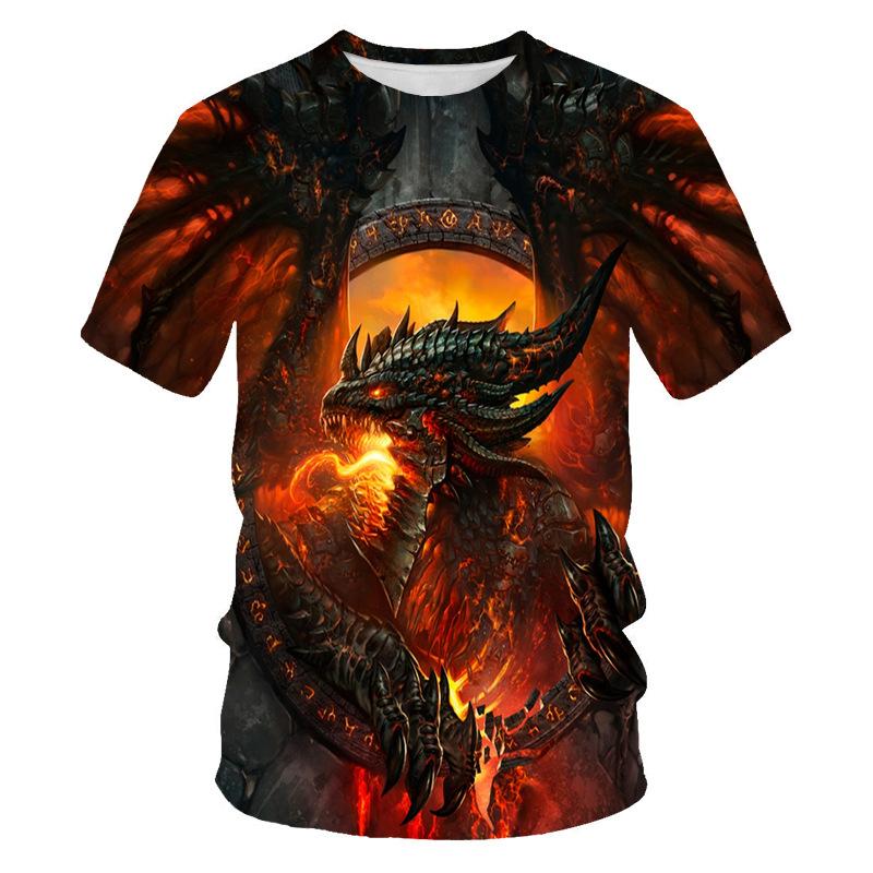 Men's T-shirt God Beast 3D Digital Printed Round Neck Short Sleeve Fashion Top T-shirt