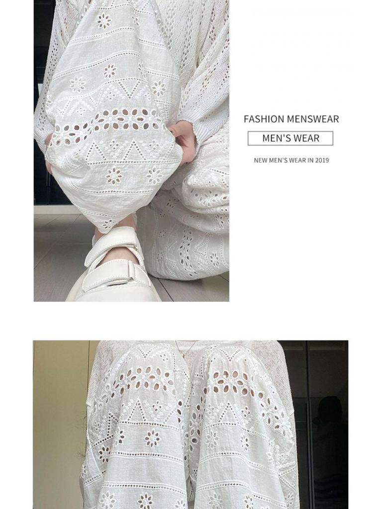 Women's Chic 2026 Lace Hollow Drape Wide-Leg Summer Pants