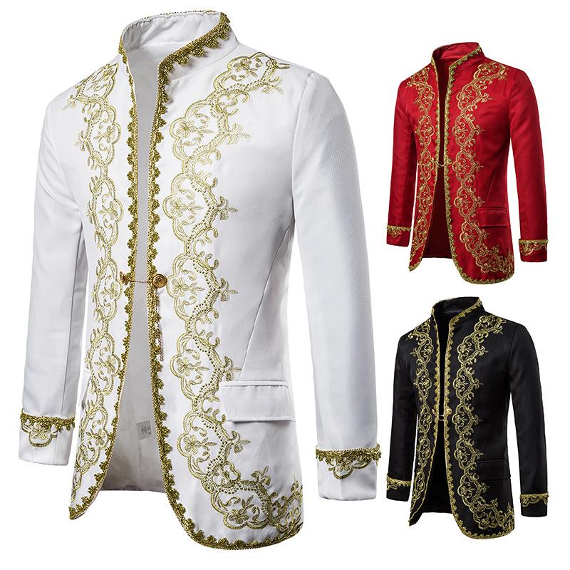Peito moda festa ouro glitter masculino europeu ouro incrustado presente vestido ópera palco terno respirável