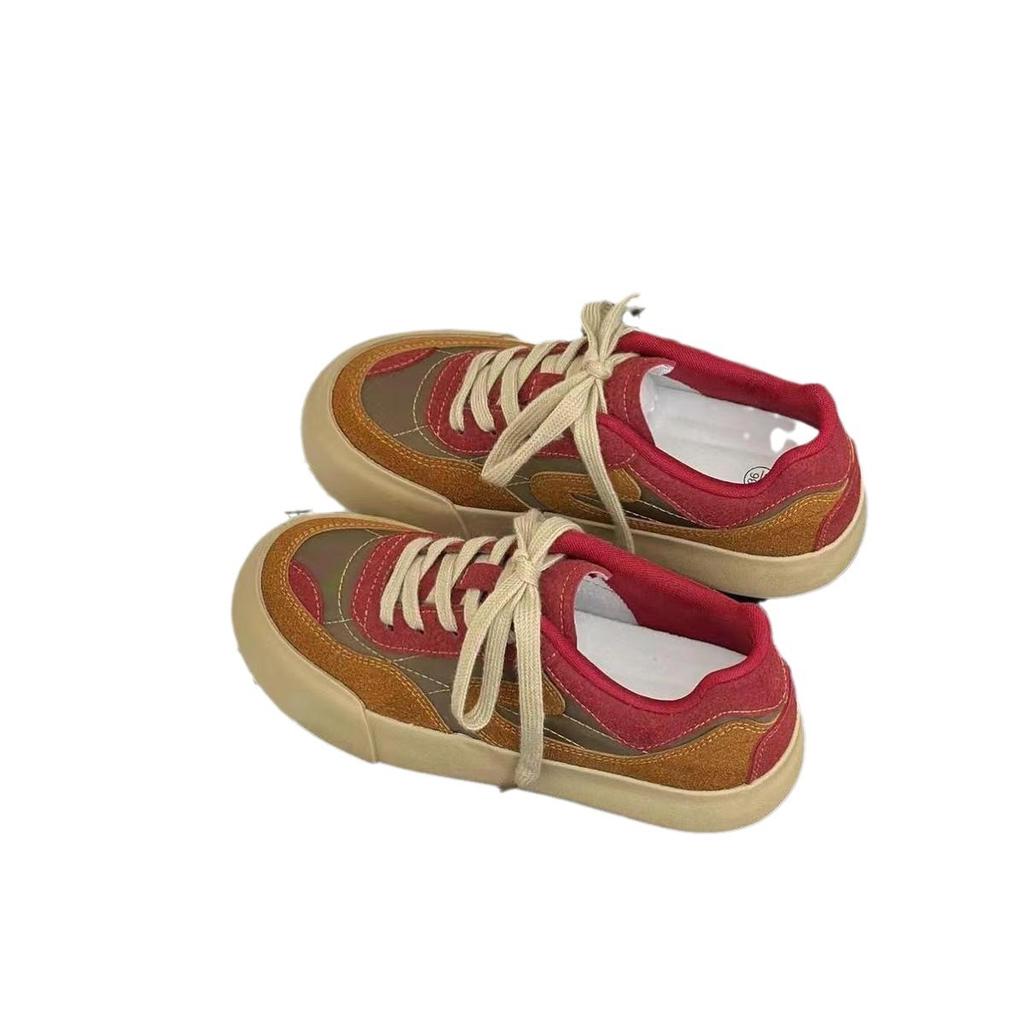 Retro red board shoes women's autumn new niche design sense original ins versatile moral training shoes