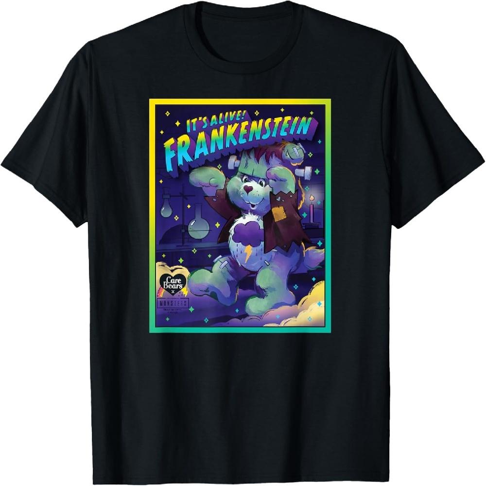 Футболка с изображением Grumpy Bear (Ворчун) из коллекции Care Bears x Universal Monsters в образе Франкенштейна S