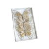 Set of 3 Glitter Butterfly Christmas Ornaments Clip-On Decorative Artificial Butterflies for Tree and Holiday Scene Decoration